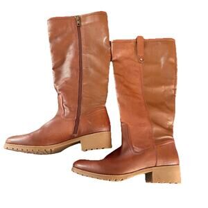 G.H. Bass Women’s Nellie Brown Leather Tall Riding Boots Treaded Sole